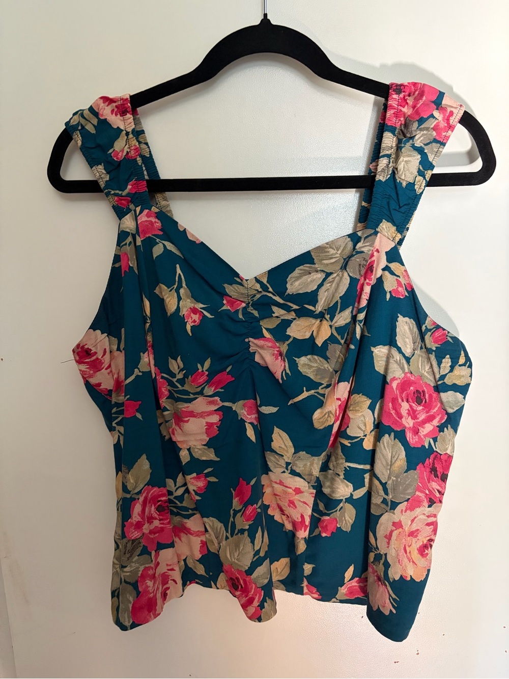 Floral Sleeveless Matching Set- Teal Pink Rose Print